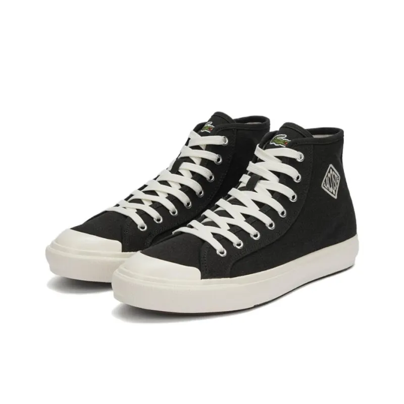 LACOSTE Backcourt High Top Skateboard Shoes Men's White Black-2