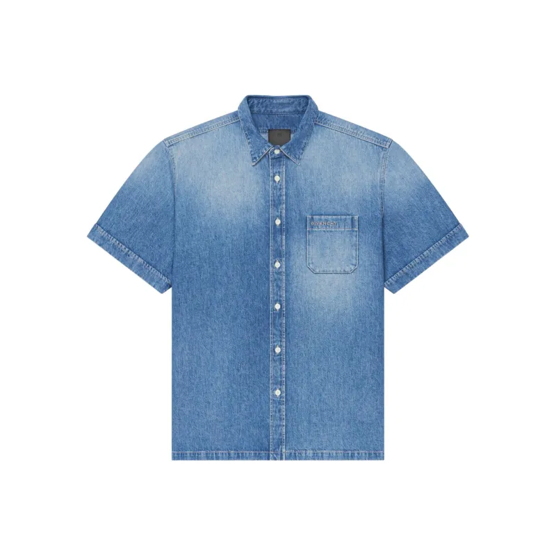 Givenchy Logo Embroidered Denim Shirt-0