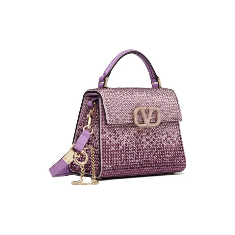 Valentino VSLING Rhinestone Shoulder Bag Crossbody Bag Handbag Mini Women's Pink-1