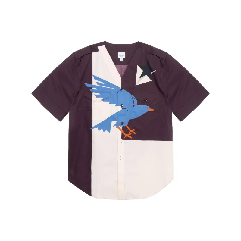 Burberry Printed Collarless Baseball Silhouette Shirt-1