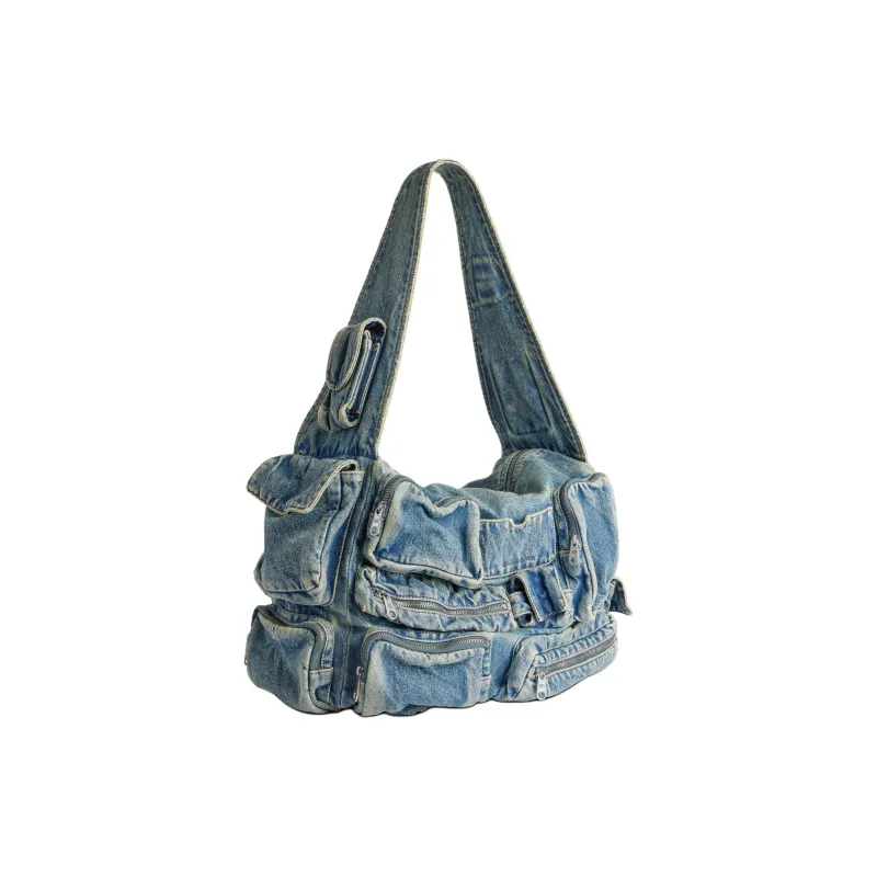 Balenciaga Superbusy Washed Denim Messenger Bag, Shoulder Bag Men's Vintage Blue-1