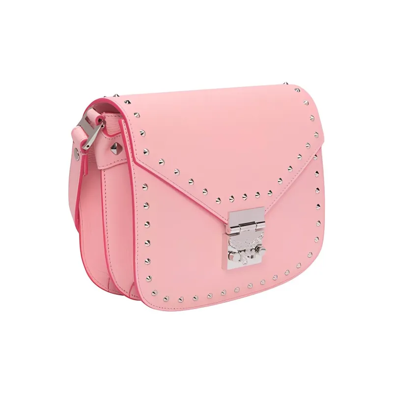 MCM Patricia Visetos Leather Shoulder Bag Crossbody Bag Small Size Women's Pink-3