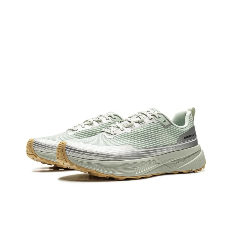 LiNing CF Tracing Slip Resistant, Abrasion Resistant Cushioning Low Top Hiking Shoes Unisex Silver Green-2