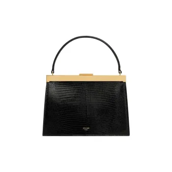 CELINE Lambskin Handbag Small Size Women's Black