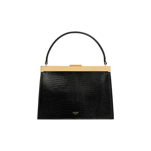 CELINE Lambskin Handbag Small Size Women's Black