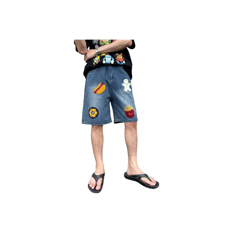 TESTUNG Classic Denim Shorts Unisex Dark Blue Tone-26
