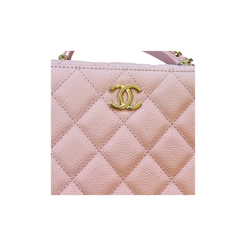 CHANEL Calfskin Box Bag, Makeup Bag, Handbag, Shoulder Bag, Crossbody Bag Women's Pink-1