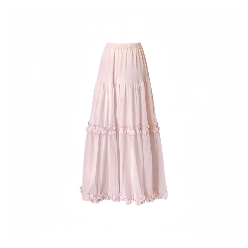 GLEE DIARY Casual Long Skirt Women's Pink-1
