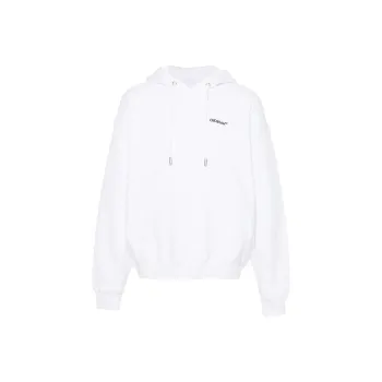 Off Logo Embroidered Drawstring Hoodie