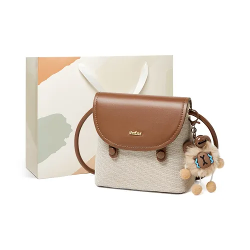 15 MINS Synthetic Leather, Textile Mosaic One Shoulder Crossbody Cell Phone Pouch Mini Women's White & Brown