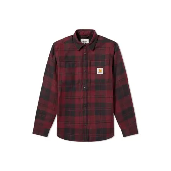 Carhartt WIP Shirts Men Red Black Plaid