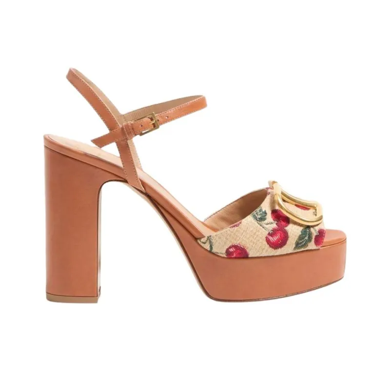 Valentino Vlogo One Strap Sandals 11.5cm Women's Brown-1