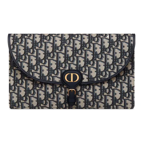 DIOR Bobby Jacquard Fabric Clutch Women's Blue