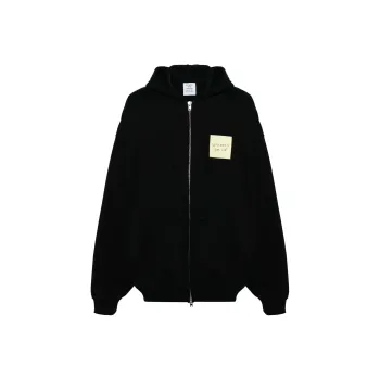 Vetements Sticker Zip Up Hoodie