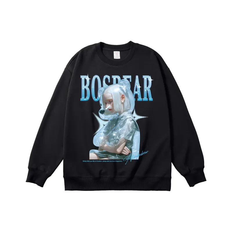 BOS BEAR BOSHIXIONG Sweatshirt Unisex Black White-5