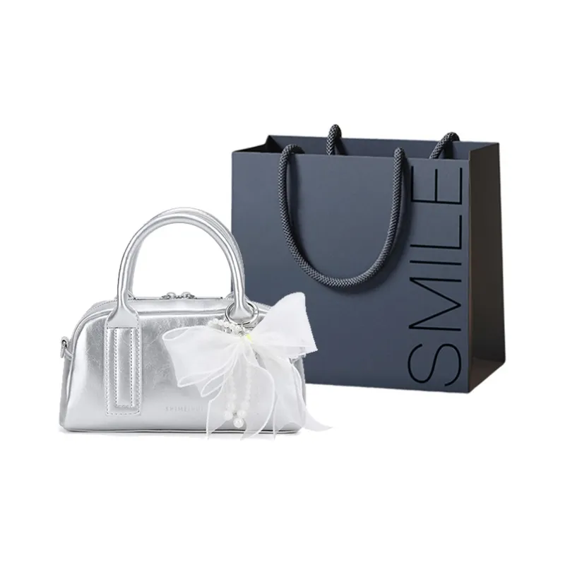 SWIMADE PU Bowling Bag, Handbag Women's Ecru/Silver/Black/Pink-14