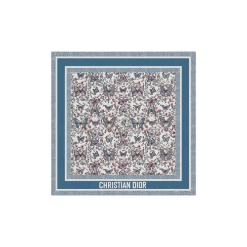 DIOR Silk, Twill Silk Scarves Unisex Blue