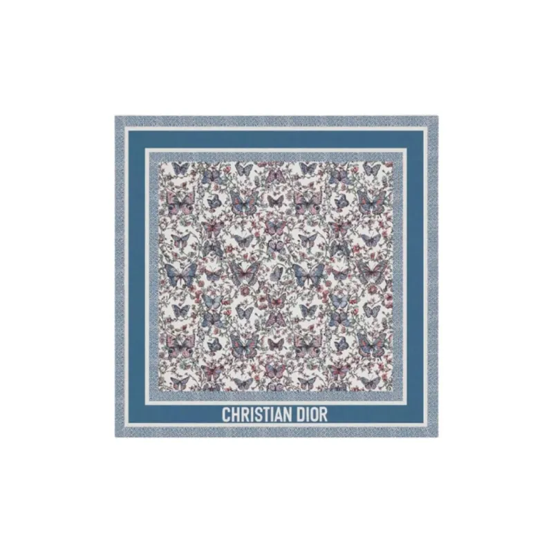 DIOR Silk, Twill Silk Scarves Unisex Blue-0
