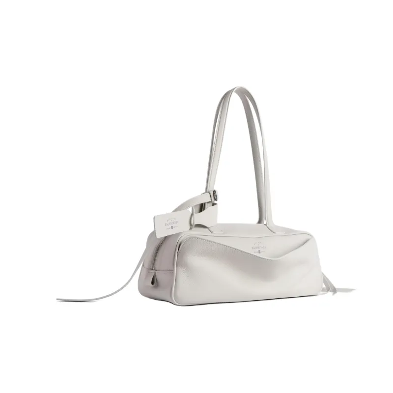 Balenciaga Cow Leather Bowling Bag, Handbag, Shoulder Bag Trumpets Women's White-1