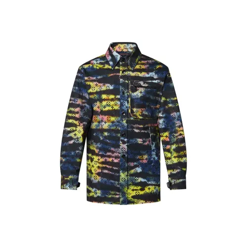 LOUIS VUITTON Printed Monogram Tie Dye Denim Shirt
