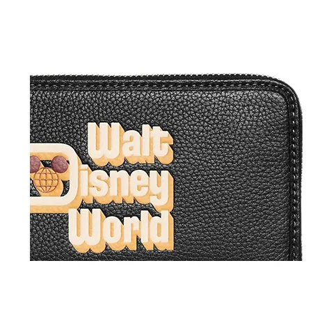 COACH Disney, Collaboration Accordion Zip Wallet Pebbled Leather Card Holder, Wallet Women's Black-3
