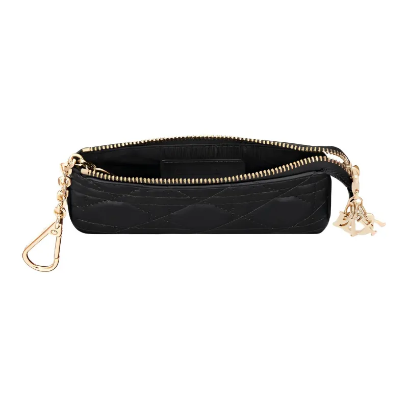 DIOR Lady Dior Lambskin Key Pouch Women's Black-1