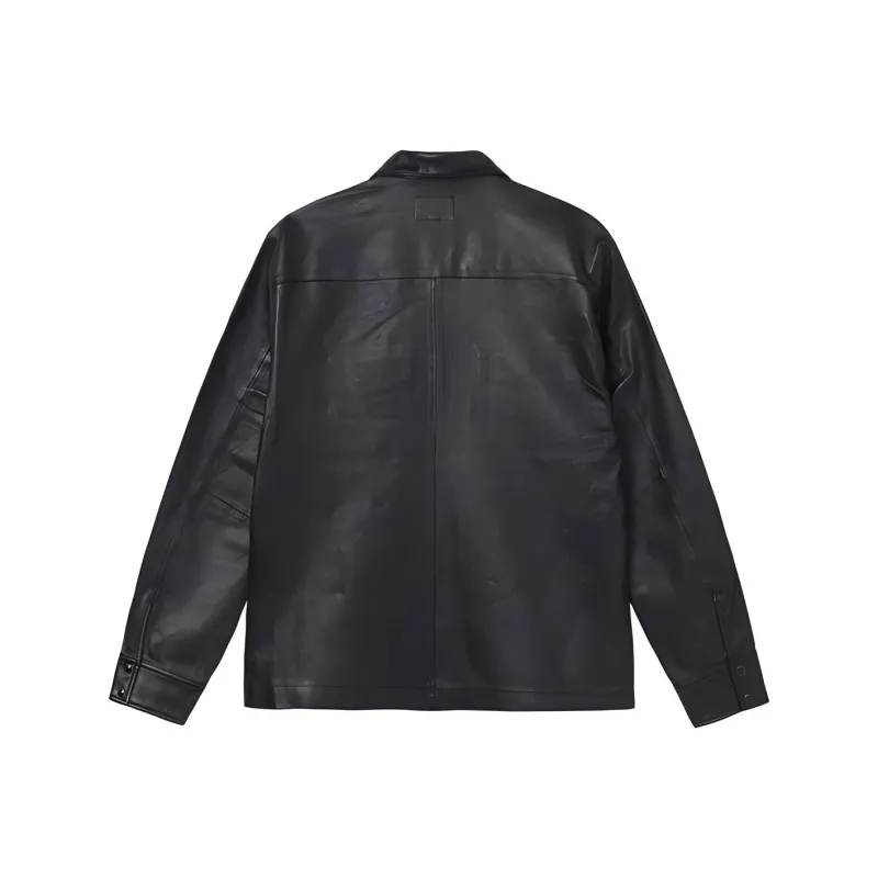 Stussy Leather Jackets Men Black-1