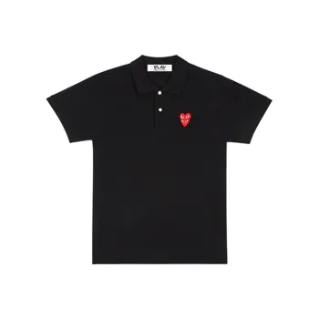 CDG Play Stacked Heart Polo Black