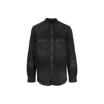 AMIRI Rough Studded Denim Button Down Shirt