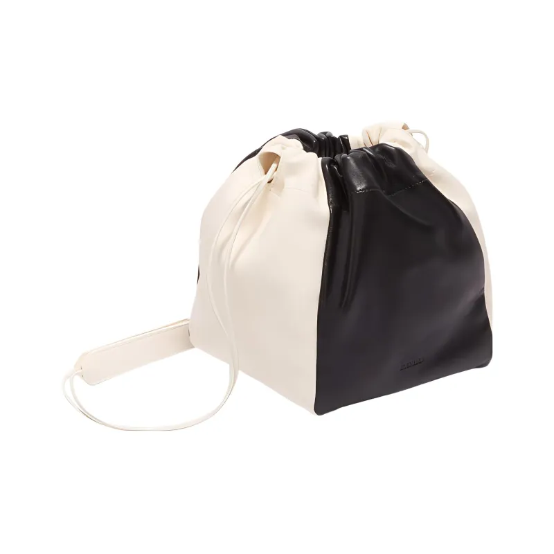 JIL SANDER Lambskin Bucket Bag, Handbag, Shoulder Bag Women's Black/White-1