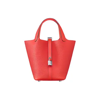 HERMES Picotin Lock Cow Leather Basket Bag Handbag Women's 0E Rose Texas Pink