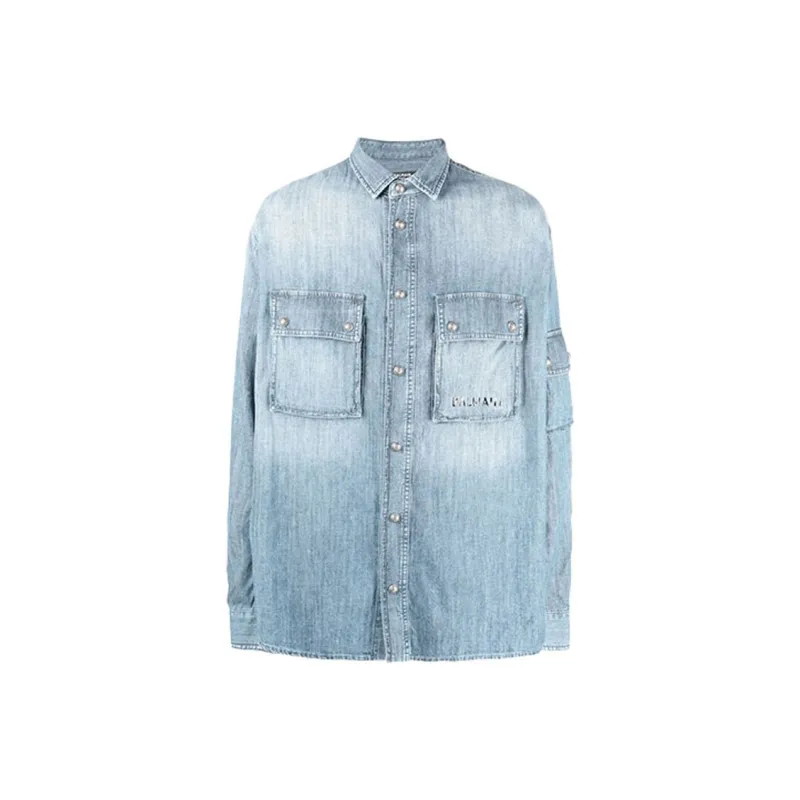 BALMAIN Shirts Men Blue-0