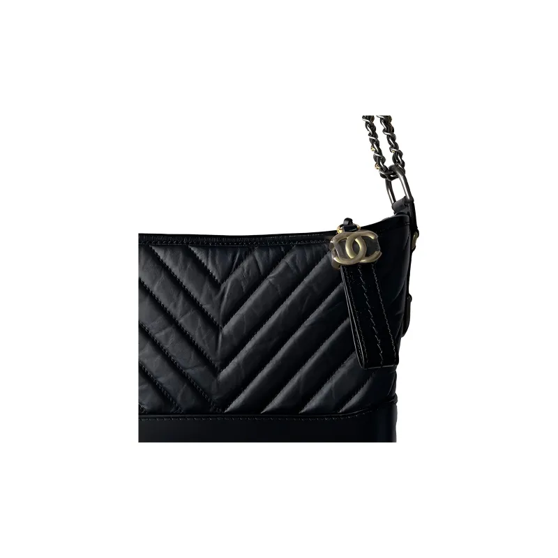 CHANEL Gabrielle Smooth Calf Leather Hobo Bag, Crossbody Bag, Shoulder Bag Women's Black-3