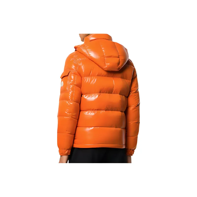 Moncler Maya Series Solid Color Hooded Loose Fit Down Jacket Men's Orange-1