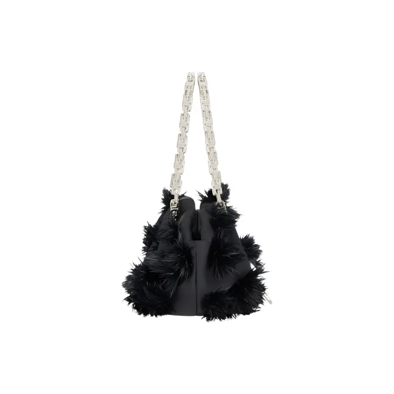 GIVENCHY Kenny Fabric With Sheepskin Patchwork Handbag Mini Women's Black-1