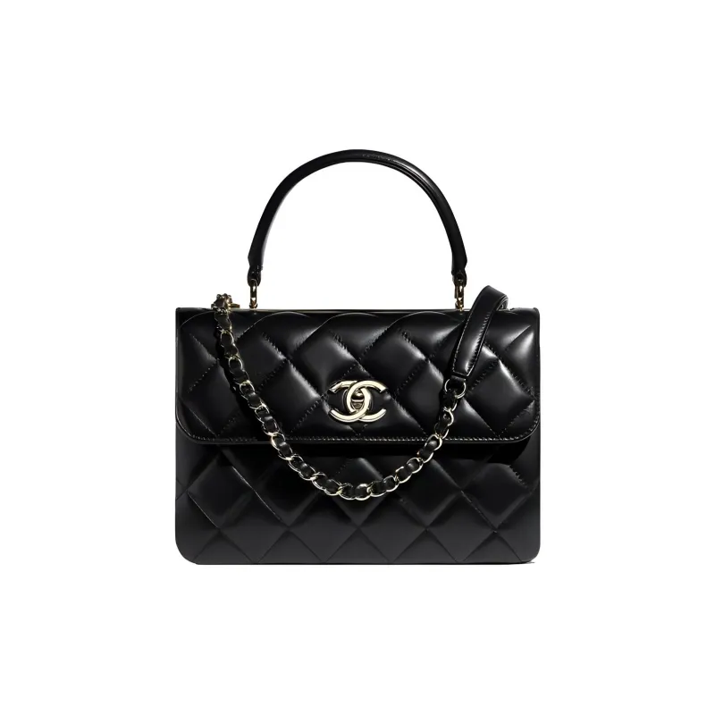 CHANEL Trendy Cc Sheepskin Shoulder Bag, Crossbody Bag, Handbag Women's Black-0