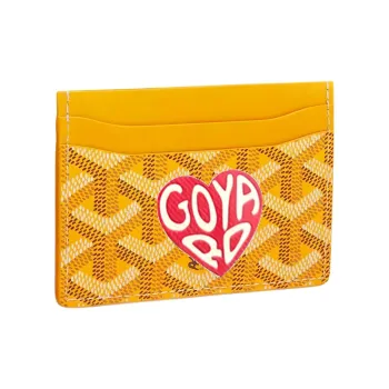 GOYARD Saint-Sulpice Canvas With Leather Card Clip Card Holder Unisex Yellow & Red Small Heart