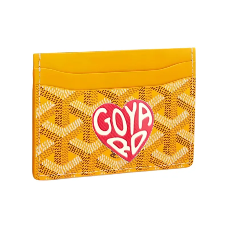 GOYARD Saint-Sulpice Canvas With Leather Card Clip Card Holder Unisex Yellow & Red Small Heart-0