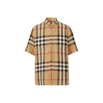 Burberry Check Linen Oversized Short sleeve Shirt