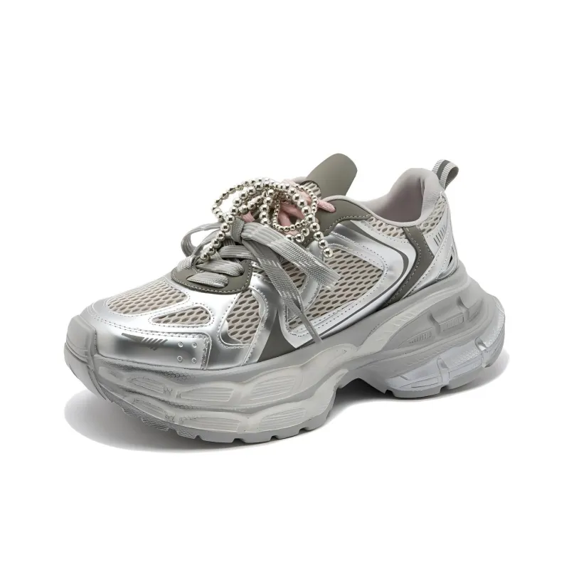 BARDILEV Slip Resistant, Breathable, Height Increasing Low Top Chunky Sneakers Women's-1