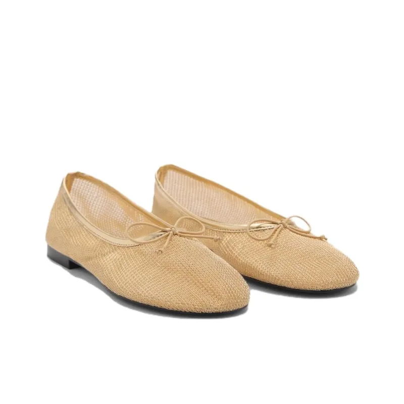 MANGO Casual Single Shoes Women's Gold-1