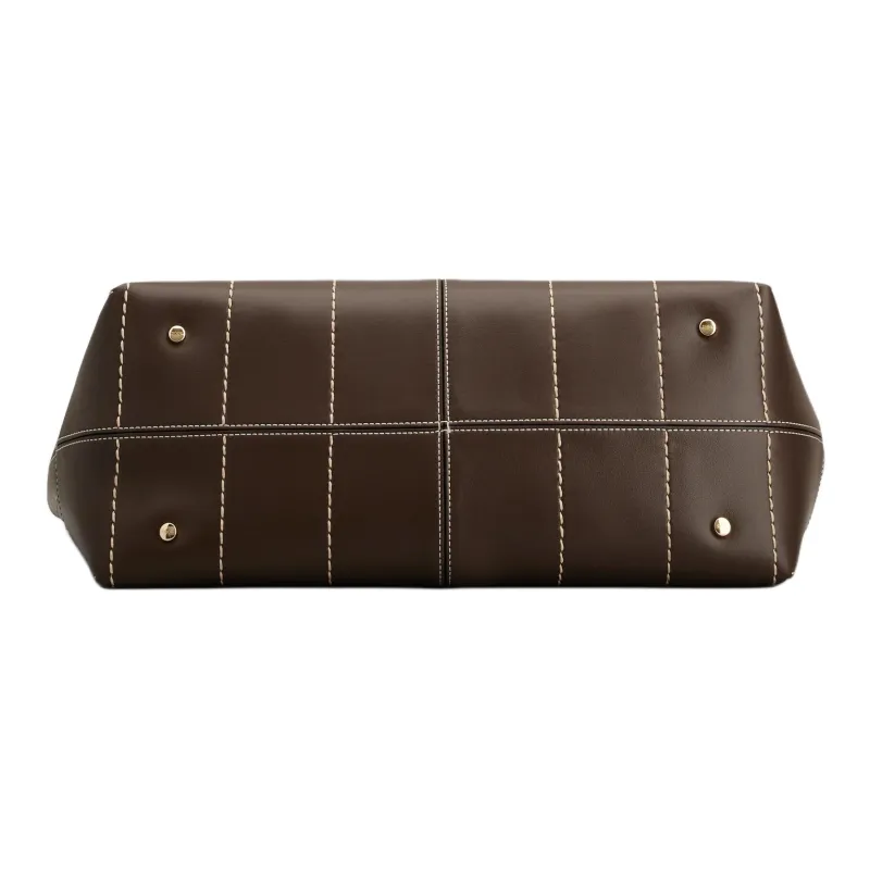 TOD'S DI Calfskin Tote Bag, Shopping Bag, Handbag Medium Size Women's Brown-3