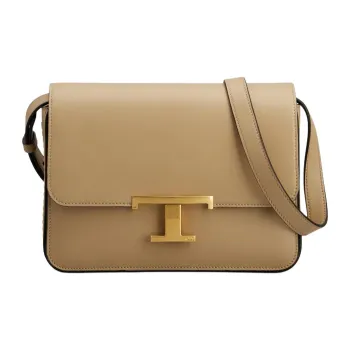 TOD'S T Timeless Calfskin Crossbody Bag Mini Women's Beige Yellow