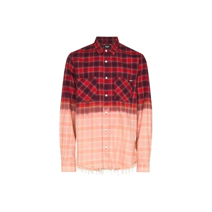 AMIRI Bleached Flannel Button Down Shirt-0
