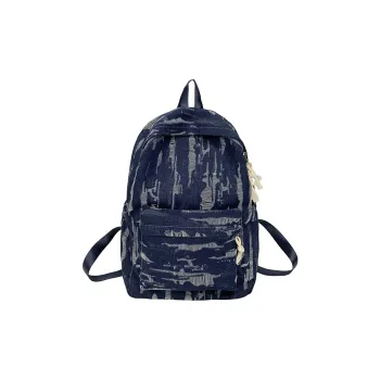SEVENMOONS Denim Backpack Unisex Light Blue/Black/Dark Blue