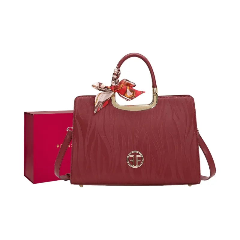 PESASRIE Microfiber Synthetic Leather Handbag Women's Burgundy-0