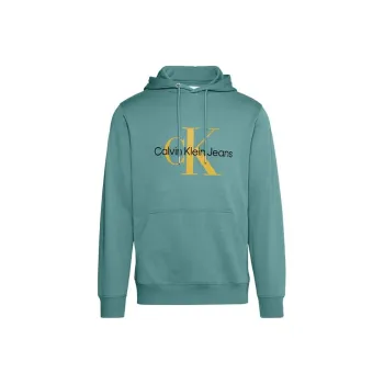 CALVIN KLEIN Cotton Blend Fleece Hoodie Sweatshirt Men's Green