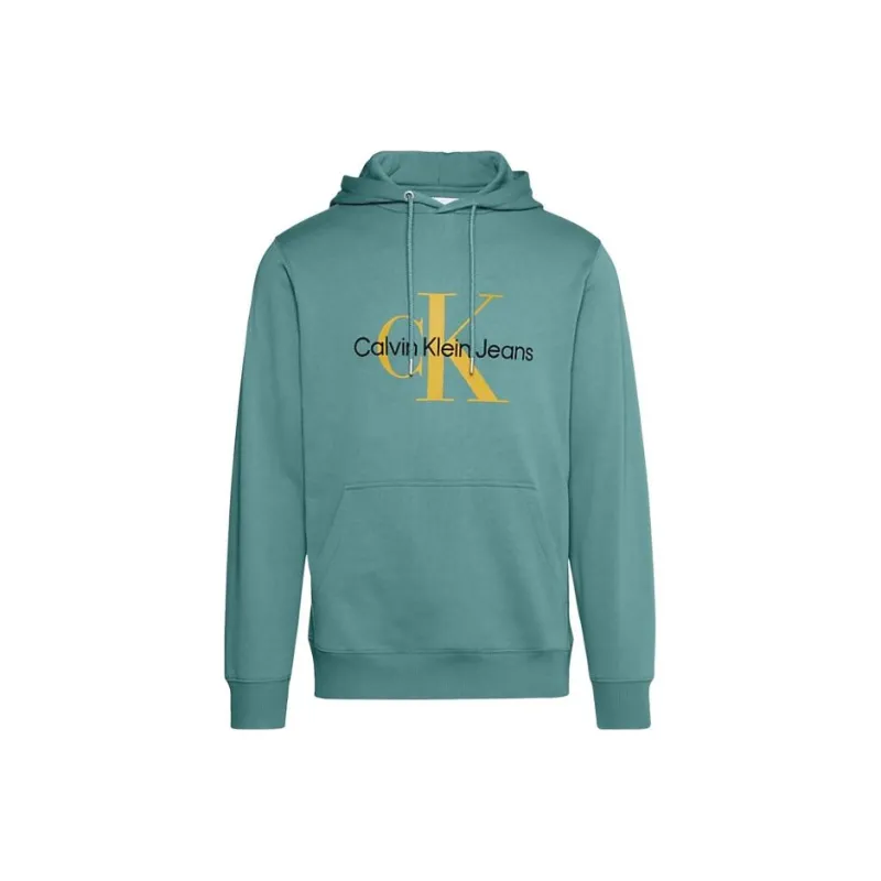 CALVIN KLEIN Cotton Blend Fleece Hoodie Sweatshirt Men's Green-0