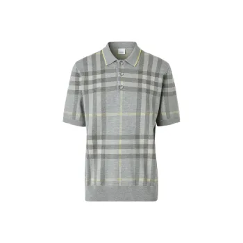 Burberry Wool Silk Check Polo Shirt