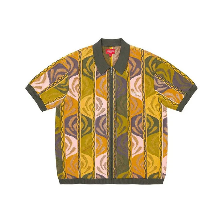Supreme Abstract Textured Zip Up Polo-1